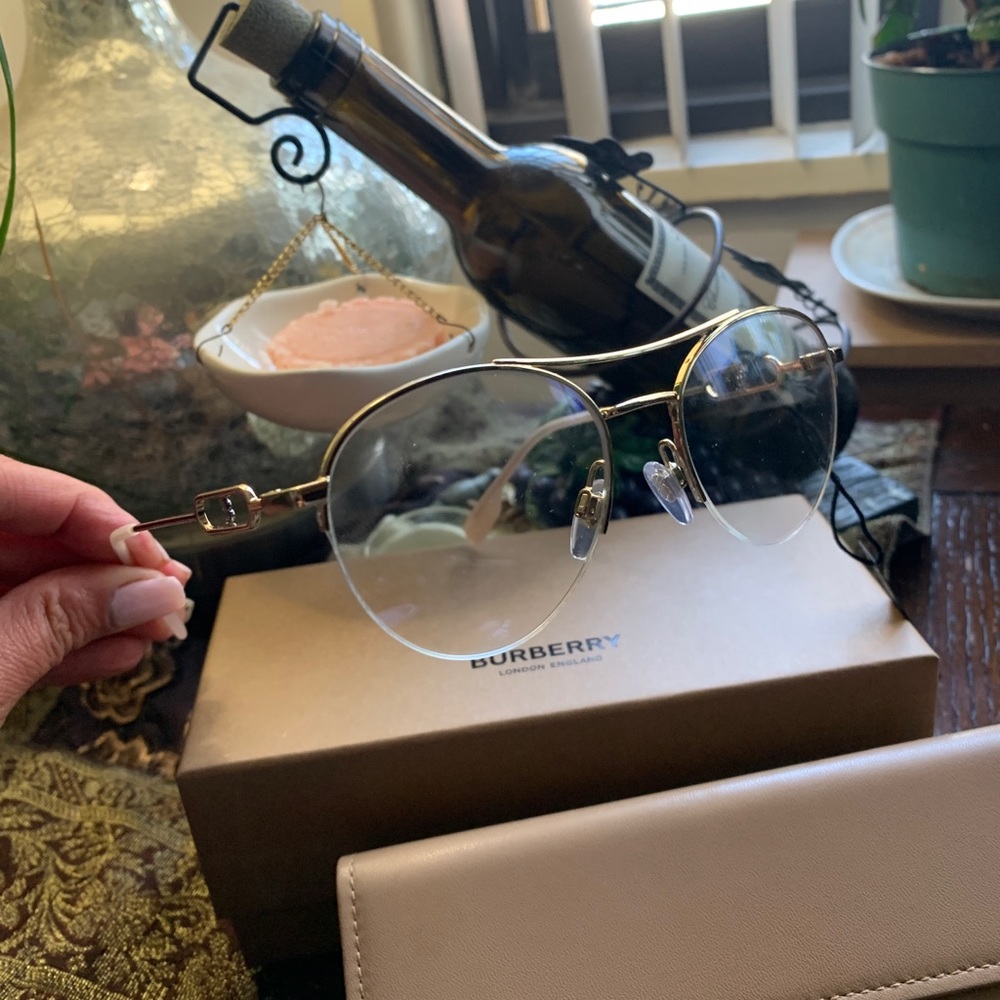 ๐ฅSOLD๐ฅAuthentic BURBERRY 51mm half rim logo Metal optical glasses - Picture 3 of 15